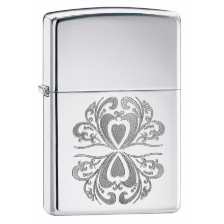 Zippo Lighter Mirrored Hearts Chrome 28050