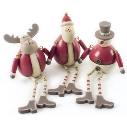 Wooden Santa Snowman & Deer Figures