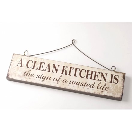 A Clean Kitchen Wooden Sign