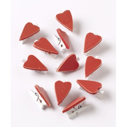 Wooden Red Hearts Peg Set