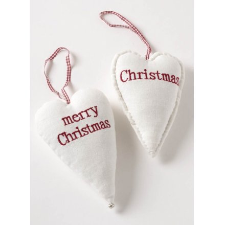 White Hanging Christmas Hearts 2a