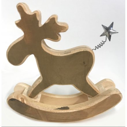 wooden moose rocking horse