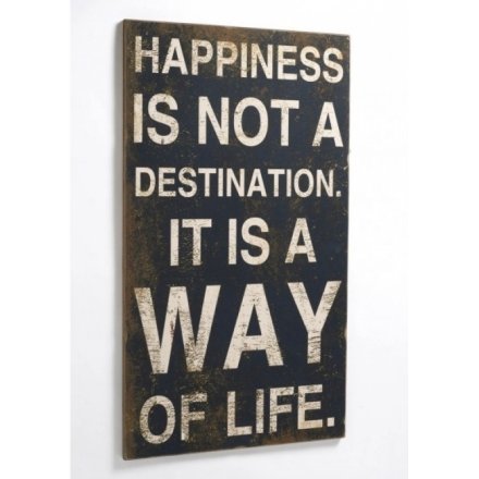 Happiness Destination Large Wooden Sign 70cm
