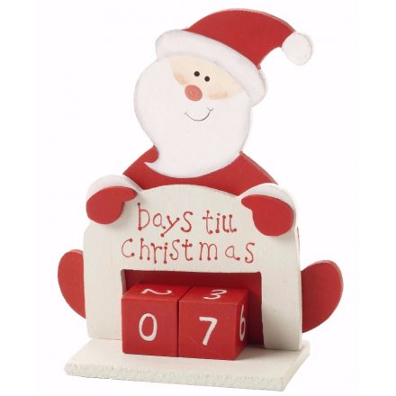 Days Til Christmas Santa Wooden 13cm