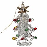 An elegant glass Christmas tree decoration with mixed colour glass baubles and a gold string hanger.