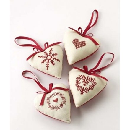 Cream and Red Heart Hangers Mix