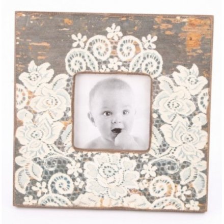 Wood Photo Frame With Lace Pattern