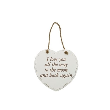 Moon and Back Hanging Heart Plaque