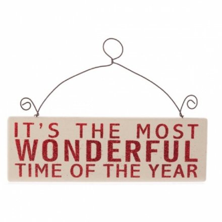 Red Glitter Its The Most Wonderful Time Sign