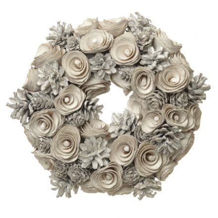 White Pinecone Wreath
