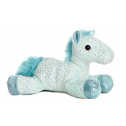 A blue and silver flopsie horse soft toy