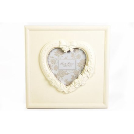 4 x 4 Cream Ornate Heart Photo Frame