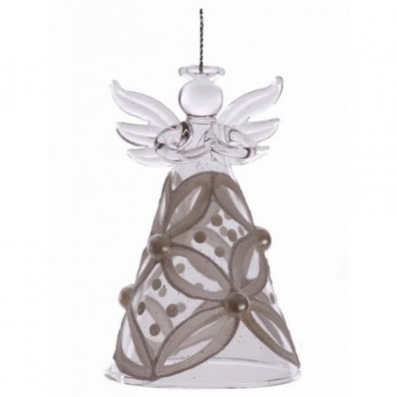 Glass Angels with Flower &amp; Pearl Skirt