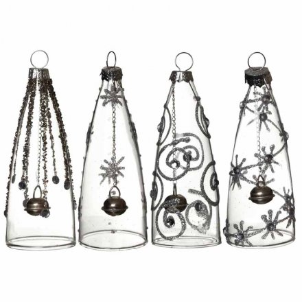 Tall glittery hanging glass decorations