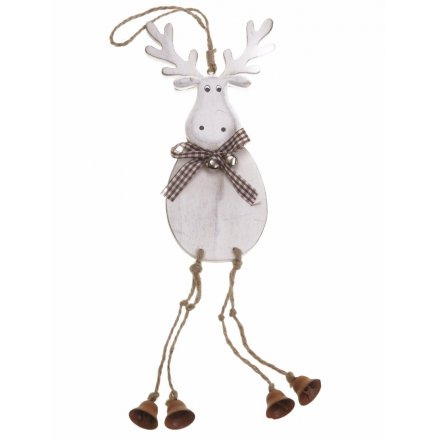 Hanging Wooden Moose with Bell Legs