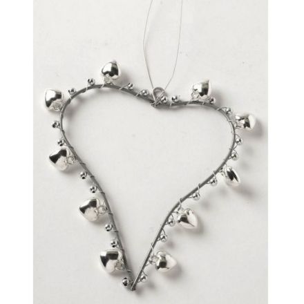 Silver Metal Heart With Shiny Bells