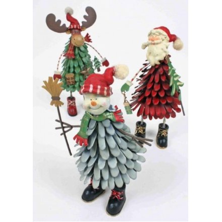 Metal Wobble Santa Snowman and Reindeer