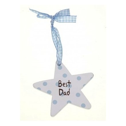 Best Dad Star with Hanging Ribbon