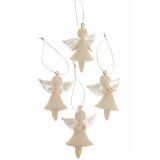 Four assorted hanging angel tree decorations. Multiples of 12. 