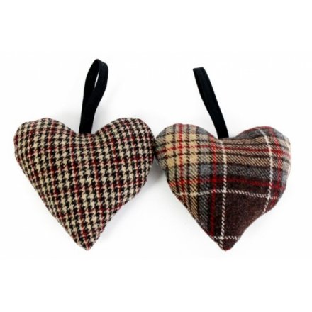 Tweed scented hearts in 2 different patterns