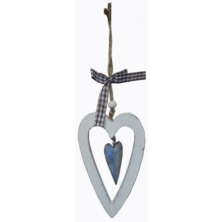 Country Chic Hanging Heart Dec Cream
