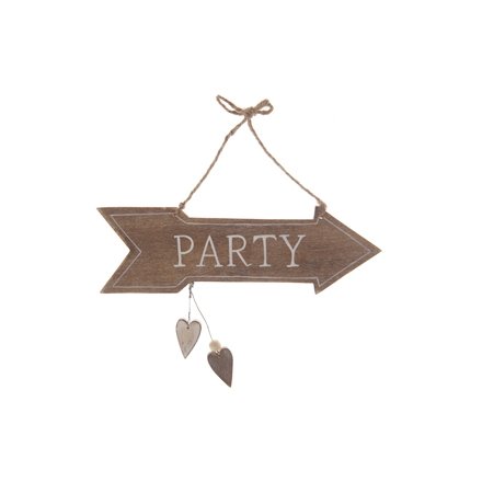 Party Arrow Sign - Natural Wood