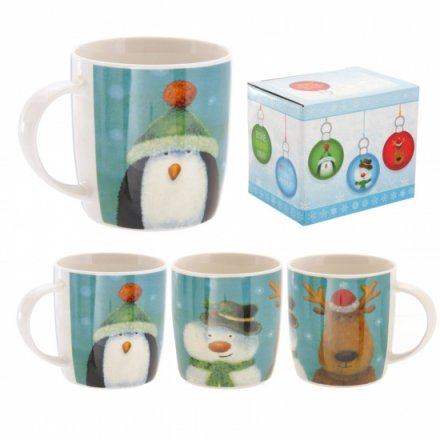 Santa Snowman Penguin China Boxed Mug