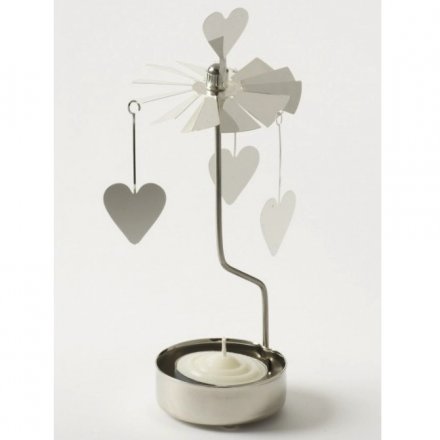 Silver Heart Metal T Light Spinner