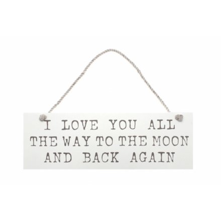 Moon &amp; Back Again Wooden Sign