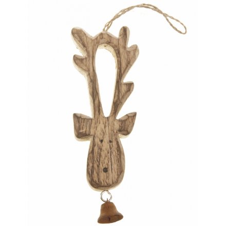 Wooden Deer Hanger With Bell