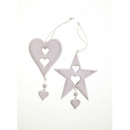 Wooden Cut Out Heart &amp; Star Mix