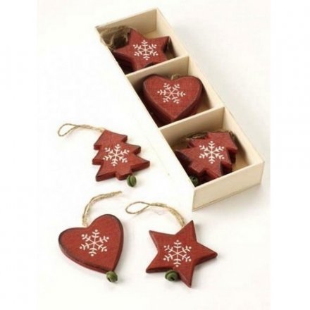 Set of 12 Heart Tree Star in Wooden Box