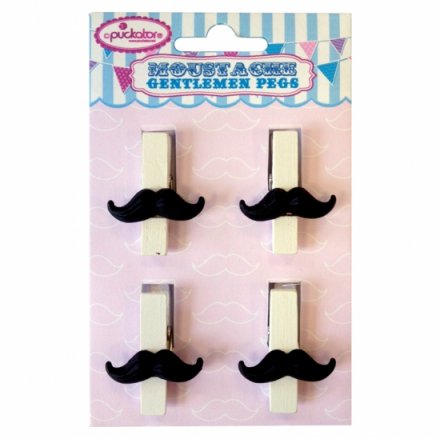 Moustache Pegs Pack of 4