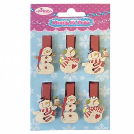 Novelty Snowman Christmas Pegs Pack of 6