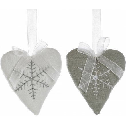 Fabric Heart With Snowflake 2 Asstd 