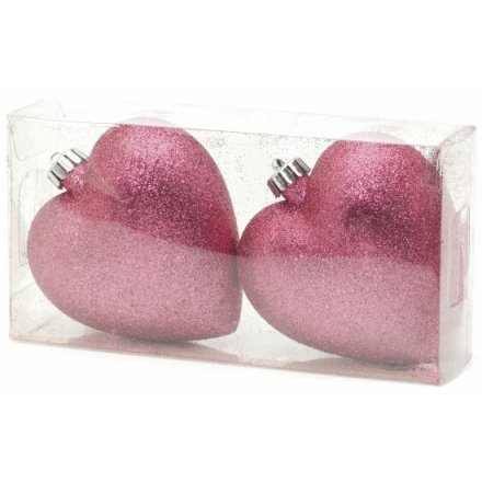 Pink Glitter Heart 3D Shape Decs