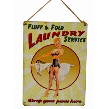 Fluff &amp; Fold Laundry Service Metal Sign