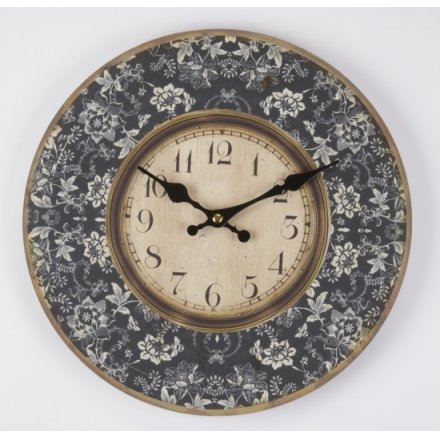 Patterned Surround Wooden Wall Clock