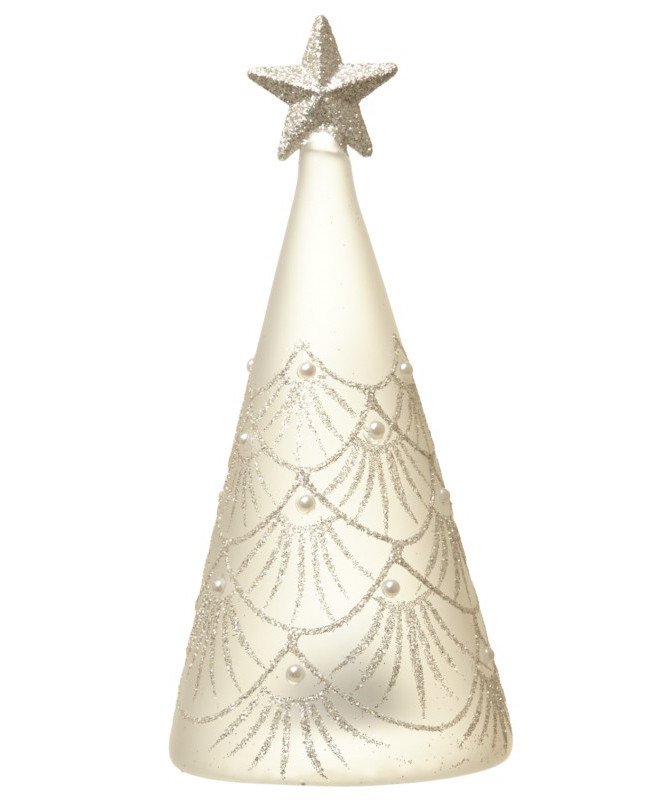 BBQ074 / Glass Light Up Tree With Star 19510 Christmas / Hanging