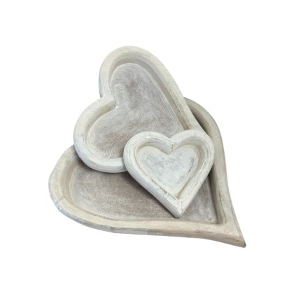 Set of 3 Wooden Heart Trays
