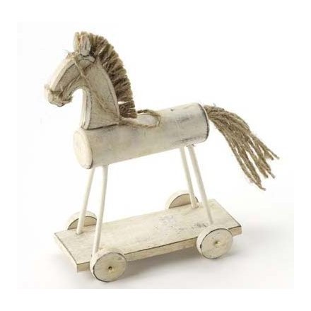 Wooden Horse On Wheels 15cm