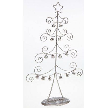 Silver Christmas Tree With Bells 32.5cm