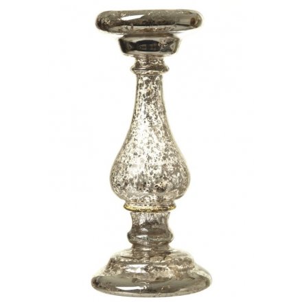 Silver Glass Candle Holder 20cm