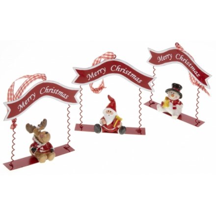 Snowman, Deer & Santa Swing Decorations, 3a