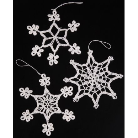 Set of 3 Crochet Snowflake Decorations