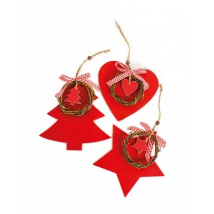 Red Wooden Hanging Decoration, 3a