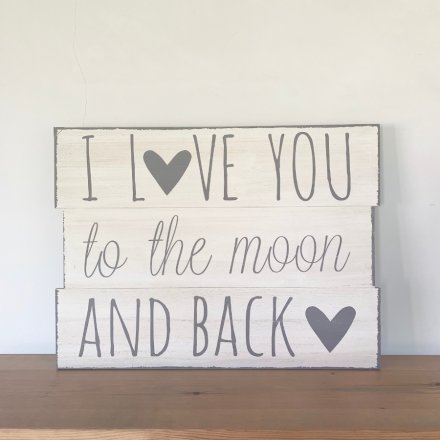 A sweetly scripted wooden plaque set with a distressed inspired decal and wood plank look 