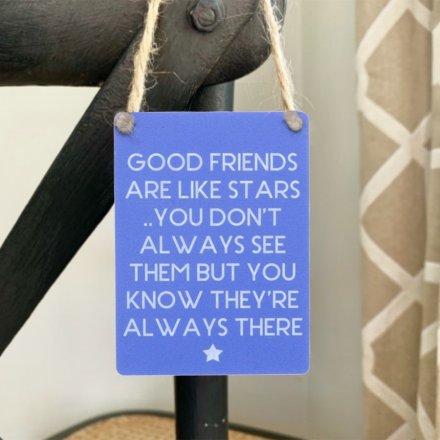 Small sign with lovely friendship text and star illustration.