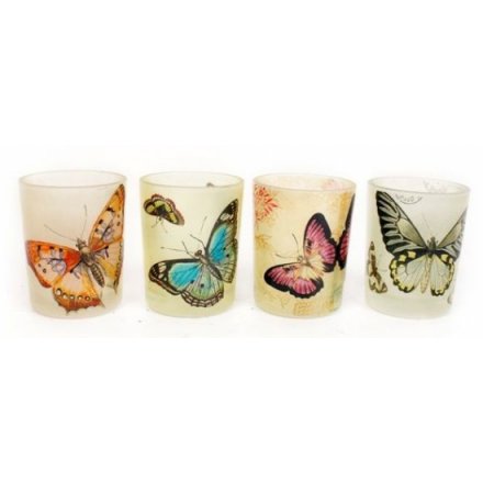 Butterfly Matt Glass T Light Holder 6cm