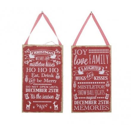 Xmas Wooden Signs Mix 25cm